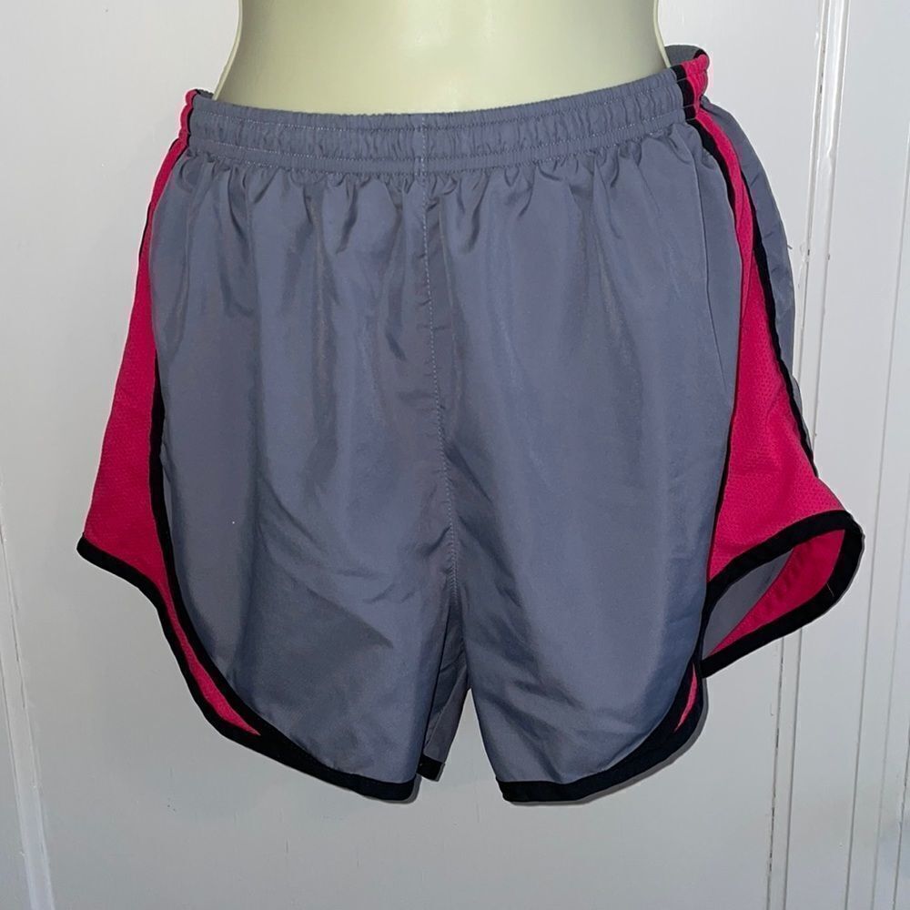 Nike gray polyester Dri Fit running shorts with‎ pink trim